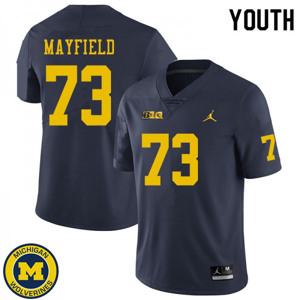 Youth Michigan Wolverines #73 Jalen Mayfield Navy NCAA Football Jersey